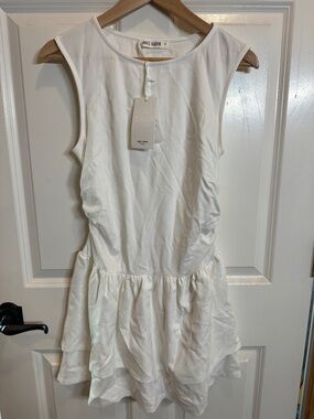 Grace Karin White Sleeveless Drop-Waist Ruffle Dress - graduation